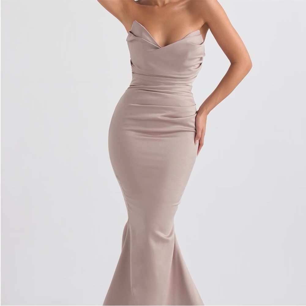 House of CB Satin Taupe Bridal Gown